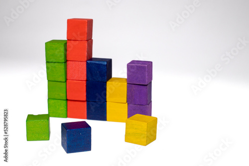 Graphic image of colored cubes isolated on white background.