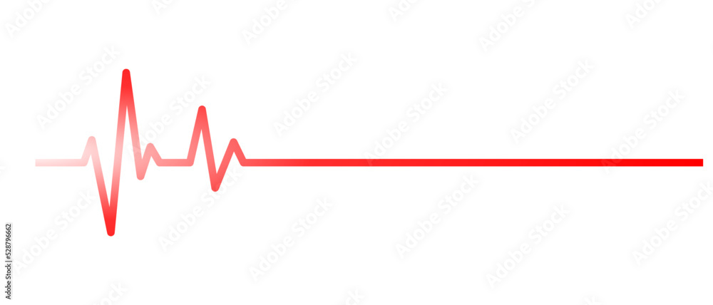 Heartbeat red line. Vector illustration on a white background. Heartbeat, EKG. Health and medicine.