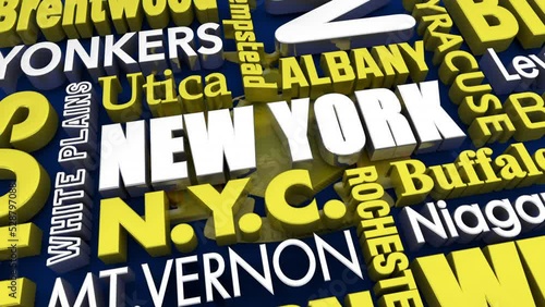 New York Cities Travel Destinations State Tourism Background 3d Animation photo