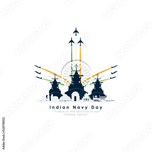 Vector illustration of Indian navy day. Indian national celebration. poster, banner.