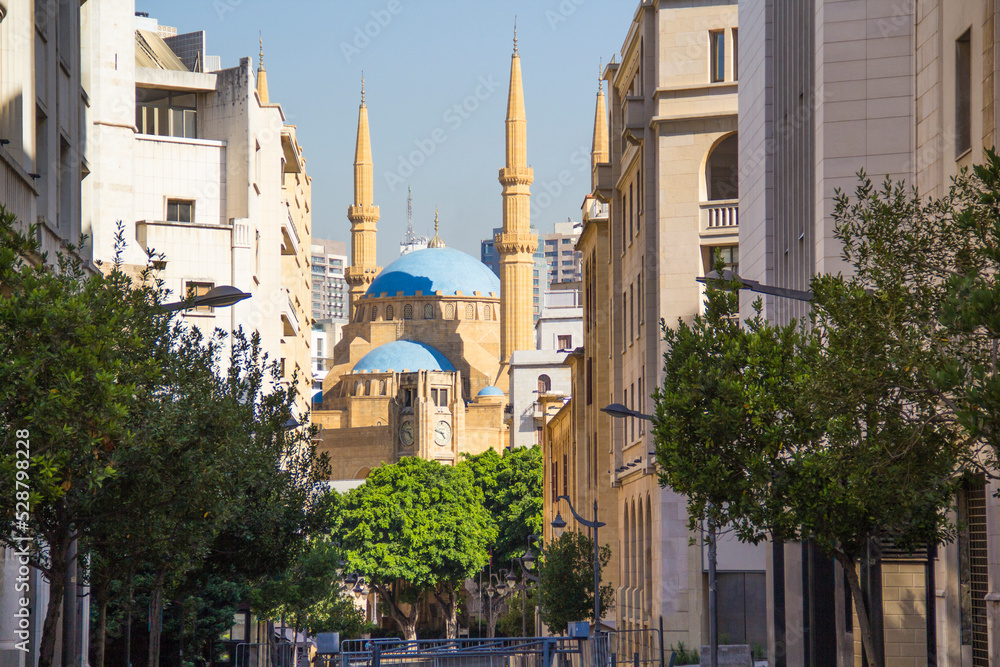 Beautiful view of Mohammad Al-Amin Mosque and Downtown Beirut, Lebanon