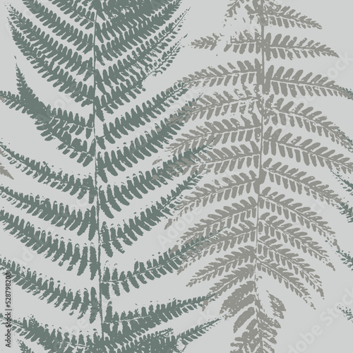 Fern leaves, Dusty green and grey seamless pattern, forest floral seamless pattern