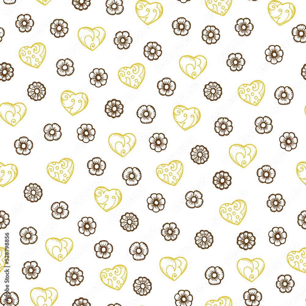 Hand drawn doodle flowers and hearts Seamless pattern. Valentines background. Happy Valentine's Day. Seamless floral pattern Hand drawn doodle flowers and hearts Seamless pattern. Valentines background. Happy Valentine's Day. Seamless floral pattern