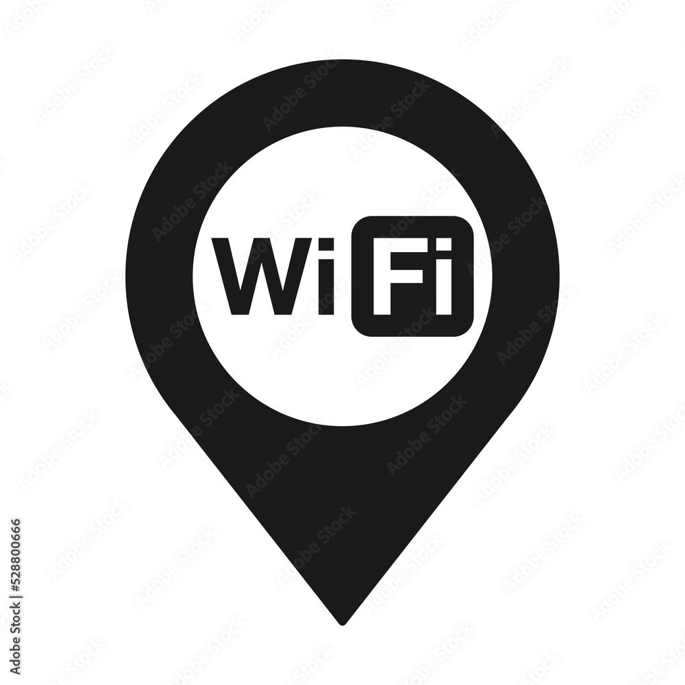 Pointer and wifi logo icon. Map pointer internet illustration. Pointer and wifi logo icon. Map pointer internet illustration.