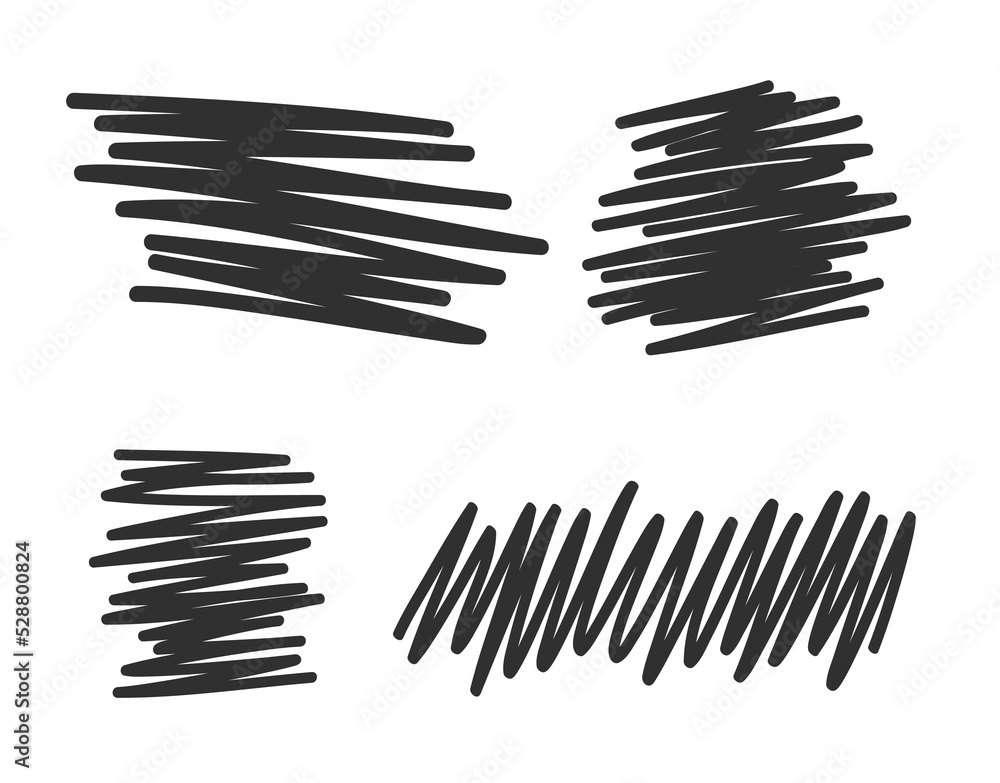Hand drawn hatched shapes. Abstract hatchings. Sketchy elements. Freehand scrawls. Black and white illustration Hand drawn hatched shapes. Abstract hatchings. Sketchy elements. Freehand scrawls. Black and white illustration