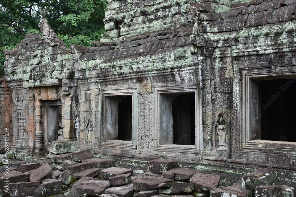 Preah Khan Temple Door, Windows, and Rubble, Siem Reap, Cambodia