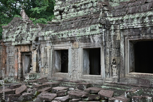 Preah Khan Temple Door, Windows, and Rubble, Siem Reap, Cambodia