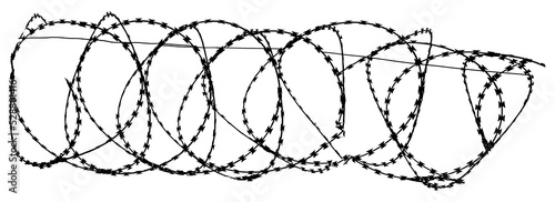 Fotografie, Obraz Coils of razor wire as used in detainment camps and prisons and borders is isolated and transparent to be used as a graphic resource
