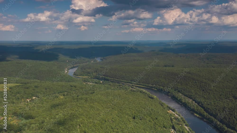 Aerial hyperlapse over river in Aerial hyperlapse over river in