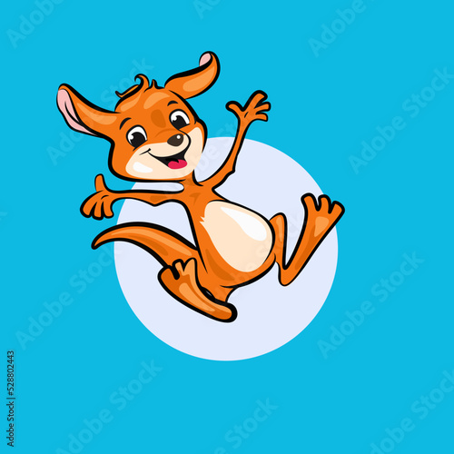 Cartoon cheerful kangaroo in flat style