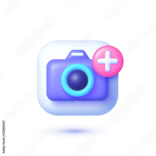 Photo download in 3d style. Image 3d render vector