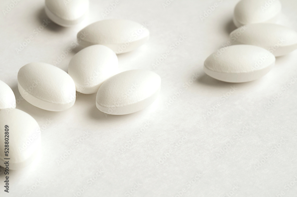 Close-up pills lying on the table Close-up pills lying on the table