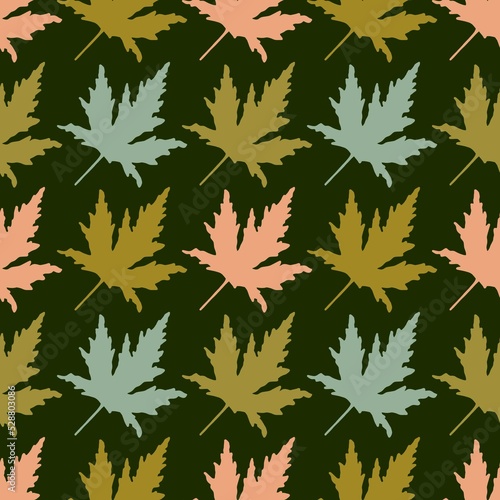 Autumn cartoon doodle seamless maple leaves pattern for wrapping paper and clothes print and kids