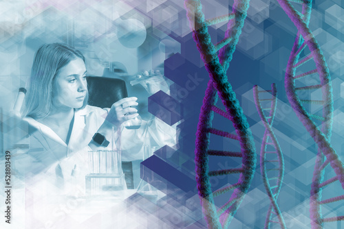 Geneticist in laboratory. W...