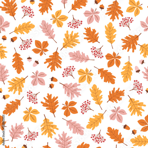 Autumn leaves bright seamless pattern