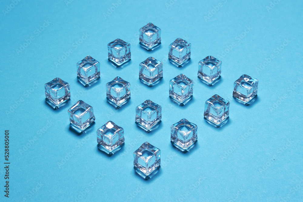 Ice cubes on blue Ice cubes on blue