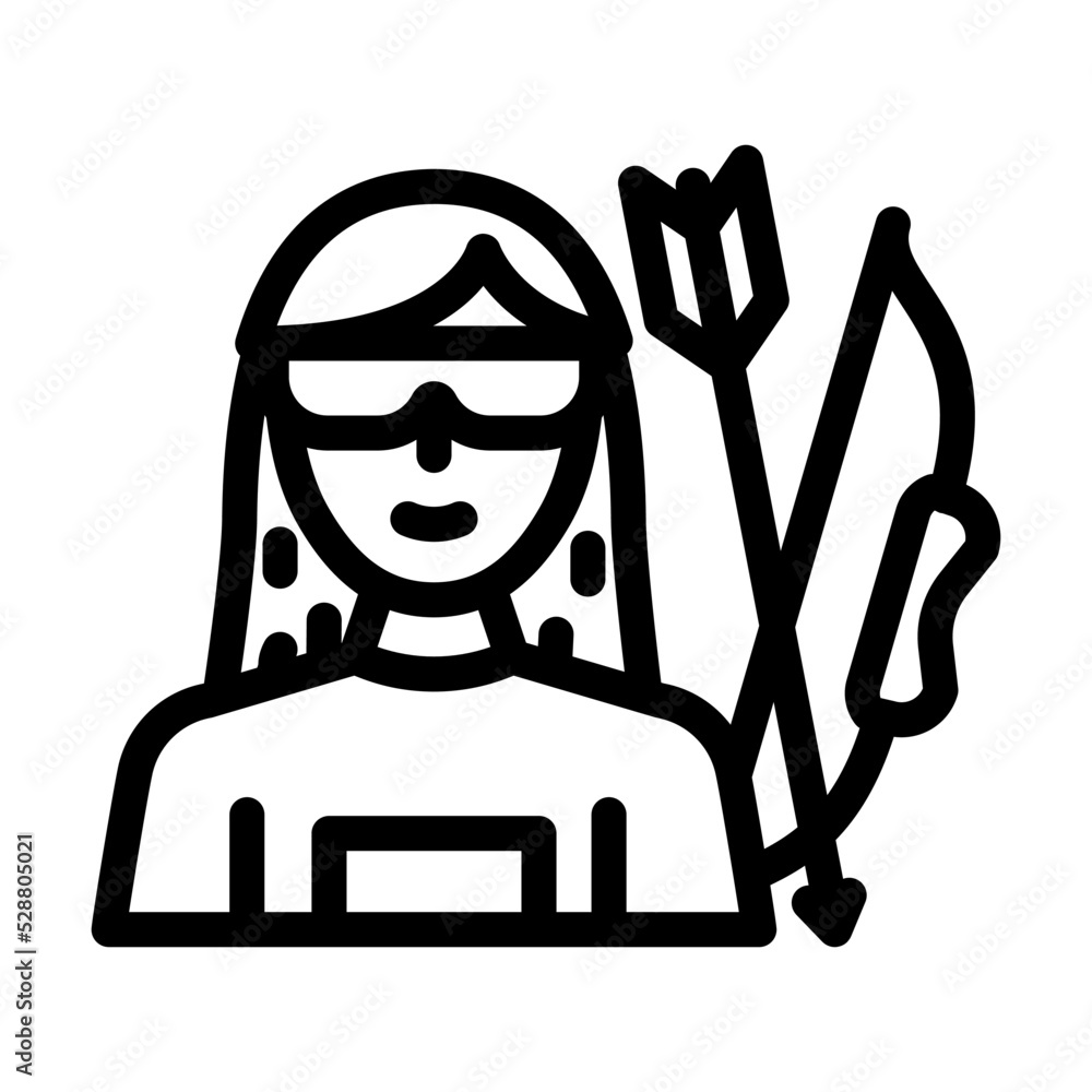 archery female sport line icon vector. archery female sport sign. isolated contour symbol black illustration archery female sport line icon vector. archery female sport sign. isolated contour symbol black illustration