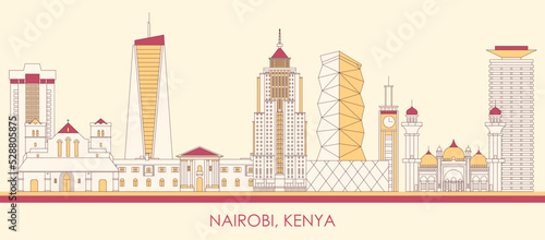 Cartoon Skyline panorama of city of Nairobi, Kenya - vector illustration