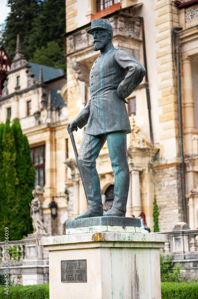King Carol statue at The Peles Castle in Romania