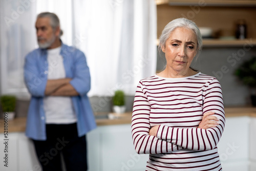 Marriage Crisis. Senior Spouses Ignoring Each Other After Argue At Home