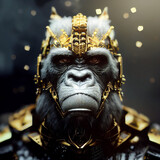 Epic 3d portrait of white King Kong wearing mech armor