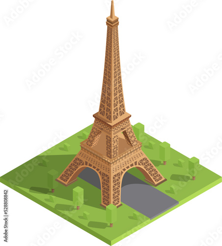 isometric eiffel tower in paris, vector illustration