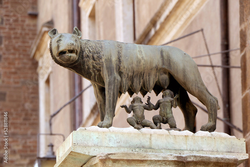 The statue of the Capitoline Wolf at the Capitoline Hill in Rome, Italy