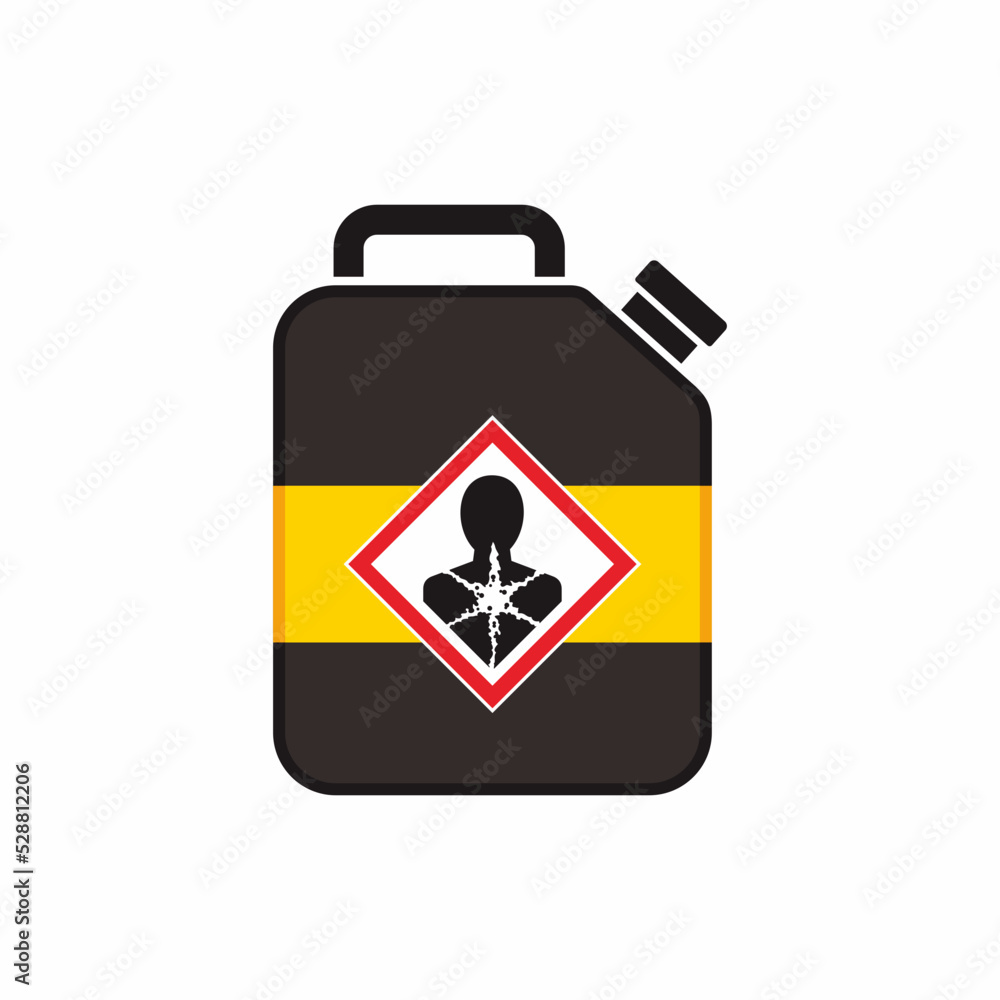 Chemical or hazardous material jerry can with health hazard pictogram