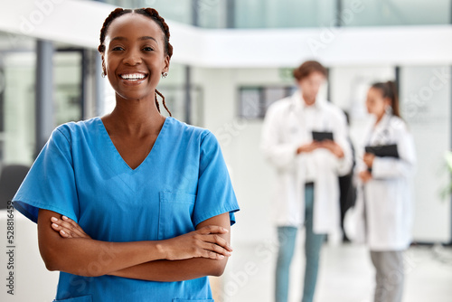 Canvastavla Nurse, healthcare and medicine with a woman working in healthcare for health, wellness or insurance in a hospital