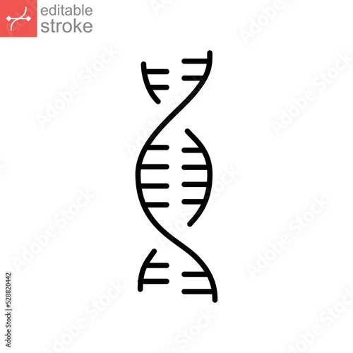RNA icon, biology, chromosome, DNA. Genetic code symbol Outline style. genome molecular spiral genetic. Heredity biological. editable stroke vector illustration design on white background. EPS 10