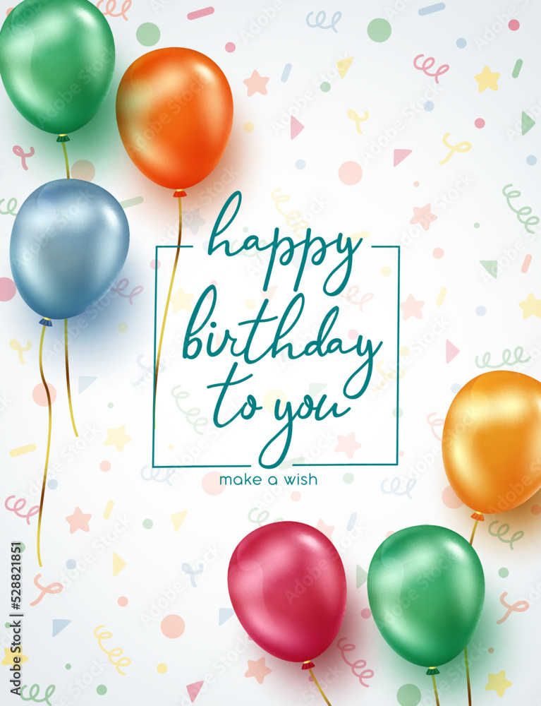 Happy Birthday Poster Set Vector Design Birthday Greeting Text Collection  With Balloons And Confetti Elements Stock Illustration - Download Image Now  - iStock