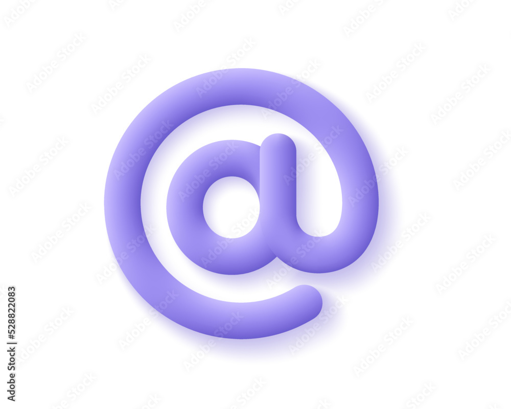 3d email sign or at mail icon at mail icon. Render email address contact. 3d mail symbol vector cartoon minimal illustration 3d email sign or at mail icon at mail icon. Render email address contact. 3d mail symbol vector cartoon minimal illustration