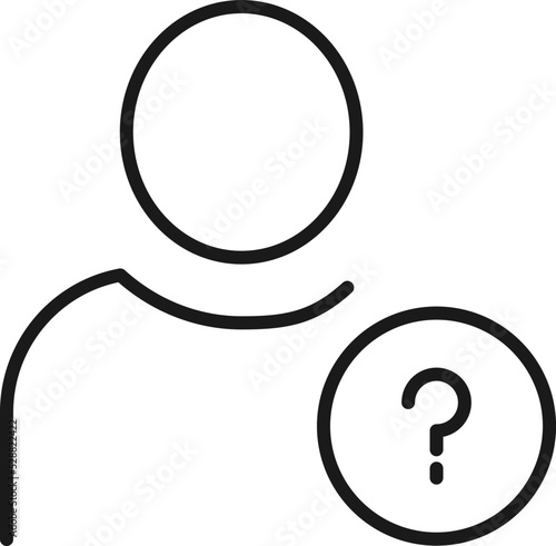 Hobbies, profession and business concept. Minimalistic signs for web sites, adverts, apps, stores. Editable stroke. Vector line icon of question mark by faceless person