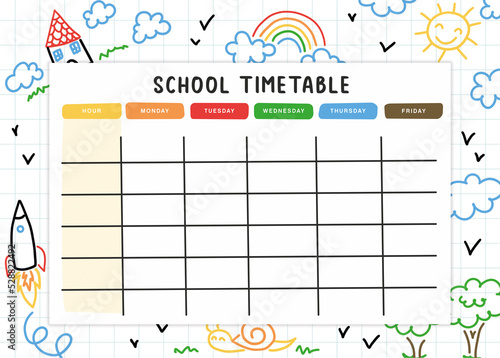 School timetable Printable schedule Download and print Weekly planner A4 photo