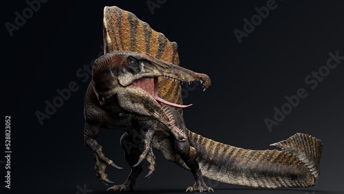 Spinosaurus pose render of background. 3d rendering photo