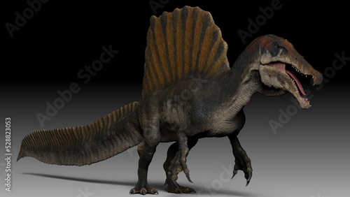Spinosaurus of background, 3d sculpting model. 3d rendering photo