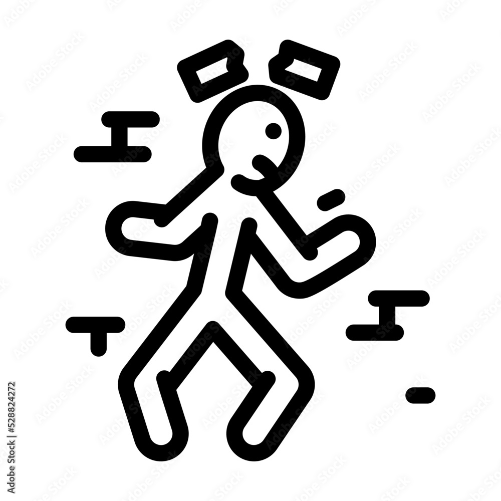 brick blow head accident line icon vector. brick blow head accident sign. isolated contour symbol black illustration