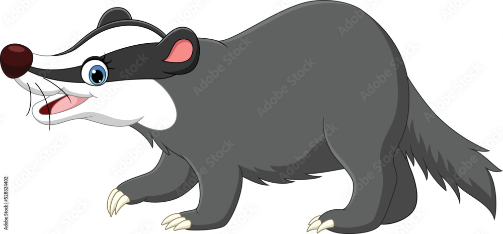 Obraz premium Cartoon badger on white background