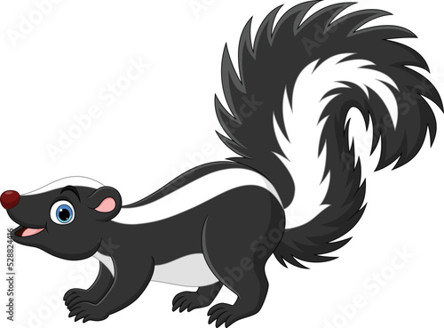 Cartoon happy skunk on white background