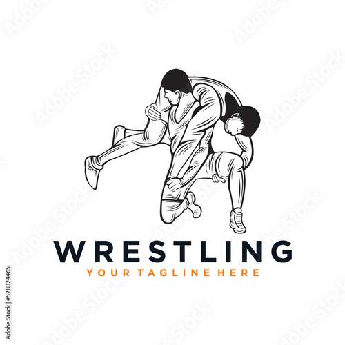 wrestling logo vector design silhouette