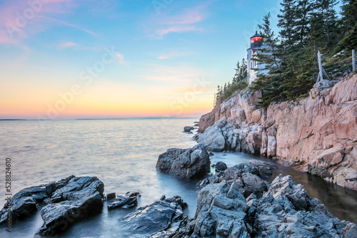 New England lighthouse sunset