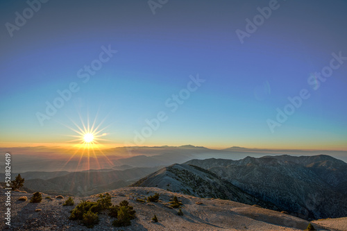 Sunrise over California mountain