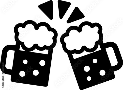 ビールでカンパイするピクトグラムイラスト