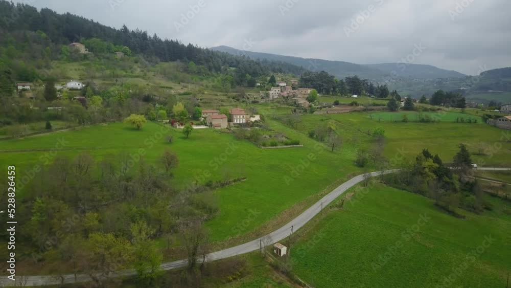 Panorama on The Green Ardeche Mountain Region in France - Aerial Panorama on The Green Ardeche Mountain Region in France - Aerial