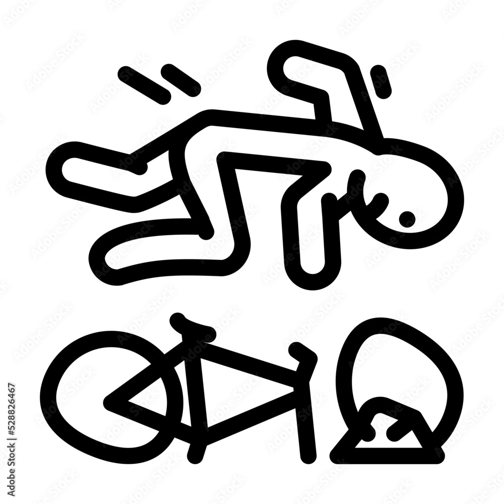 fall bike man accident line icon vector. fall bike man accident sign. isolated contour symbol black illustration fall bike man accident line icon vector. fall bike man accident sign. isolated contour symbol black illustration