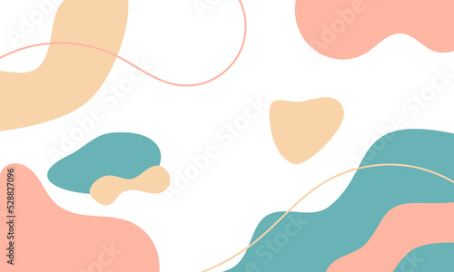 Abstract white background with organic shapes. Abstract design background with white color and pastel color. Organic shapes background art. Background with liquid element and blobs. © jxvxnism