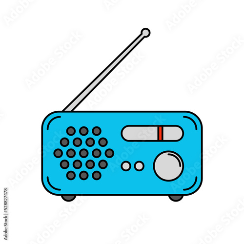 Cute blue radio in retro style