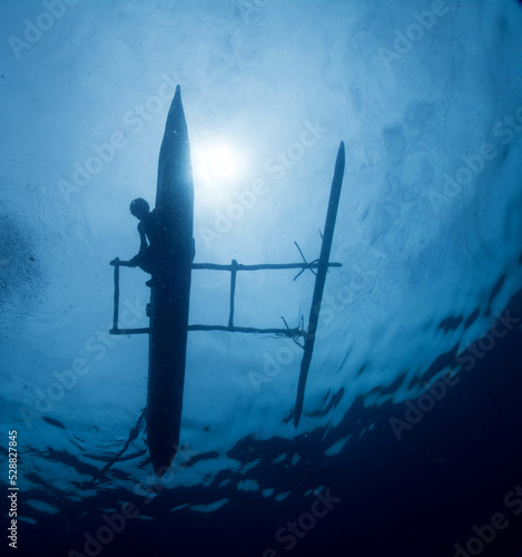 blue sky and clouds, canoe