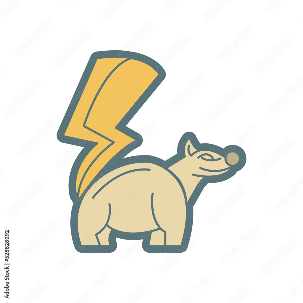 Fototapeta premium Squirrel with thunderstorm logo design template, simple modern design. 