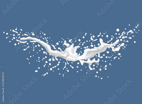 White liquid on blue background.